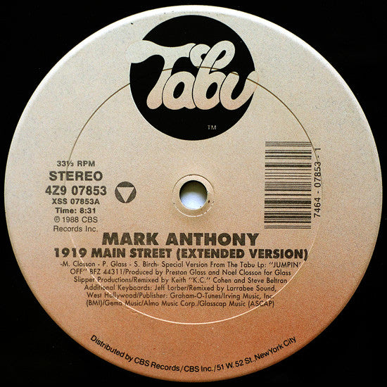 Mark Anthony : 1919 Main Street (12")