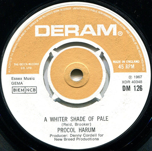 Procol Harum : A Whiter Shade Of Pale (7", Single, RP)