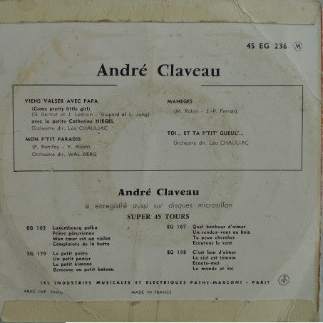 André Claveau Et La Petite Catherine Hiégel* : Viens Valser Avec Papa (7", EP)