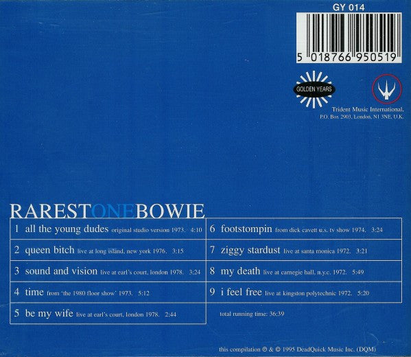 David Bowie : RarestOneBowie (CD, Comp)