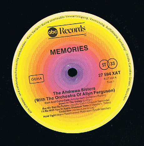 The Andrews Sisters : Memories  (LP, Comp)