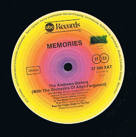 The Andrews Sisters : Memories  (LP, Comp)