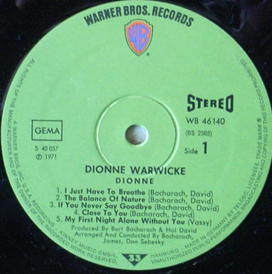 Dionne Warwick : Dionne (LP, Album)