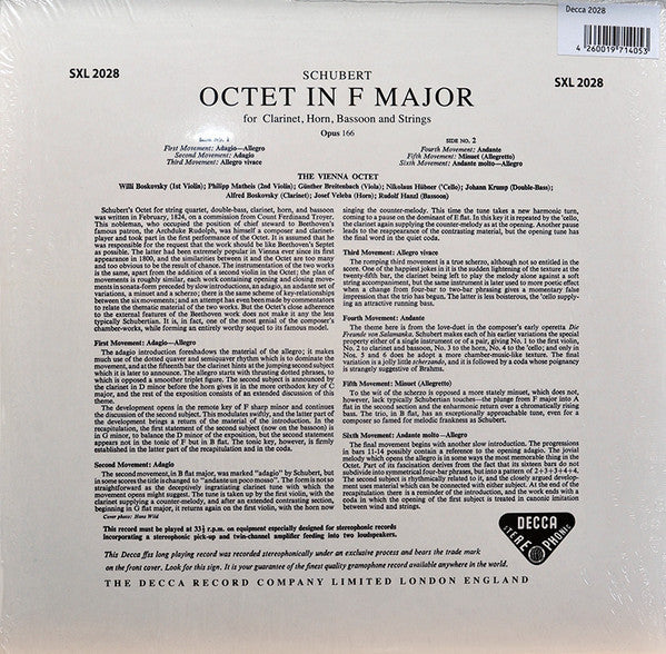 Franz Schubert - Wiener Oktett : Octet In F Major (LP, Album, RE, RM, 180)