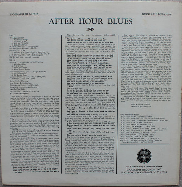 St. Louis Jimmy Oden / Sunnyland Slim / Little Brother Montgomery : After Hour Blues 1949 (LP, Comp)