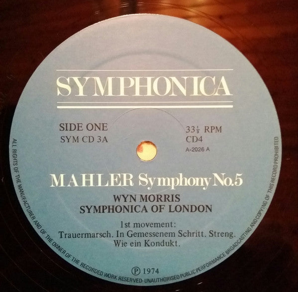 Gustav Mahler, Wyn Morris, Symphonica Of London : Symphony No. 5 (2xLP, Quad)
