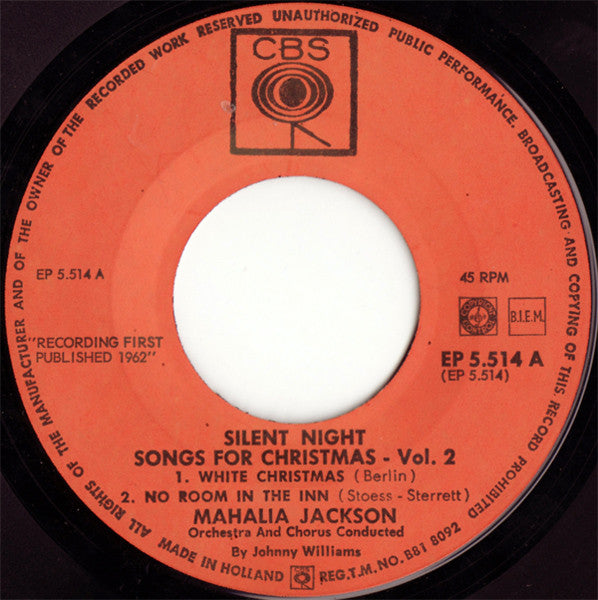 Mahalia Jackson : Songs For Christmas Vol. 2 (7", EP)