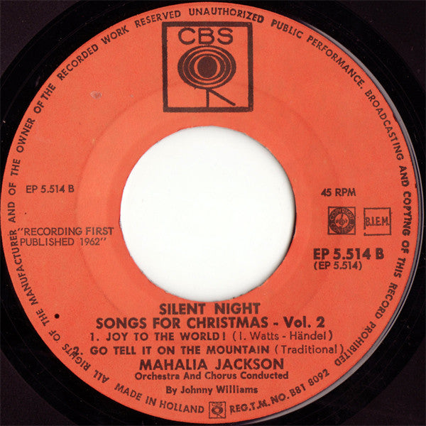 Mahalia Jackson : Songs For Christmas Vol. 2 (7", EP)