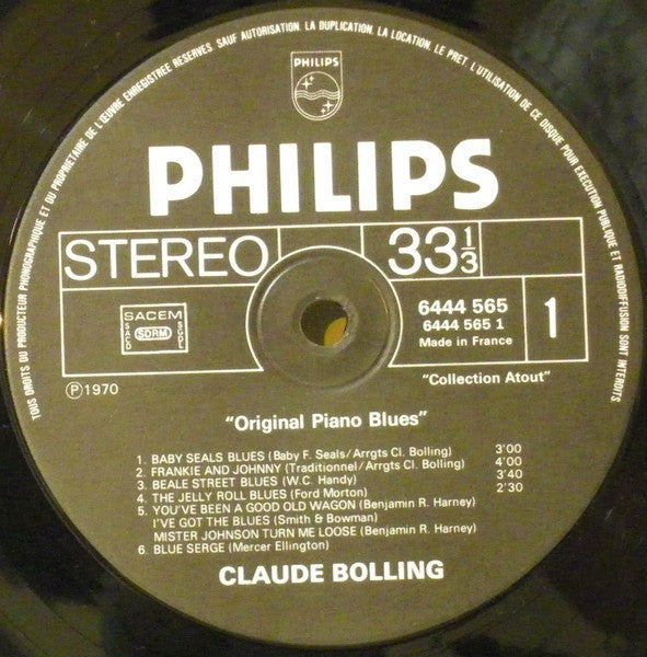 Claude Bolling : Original Piano Blues (LP, Album, RE)