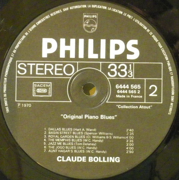 Claude Bolling : Original Piano Blues (LP, Album, RE)
