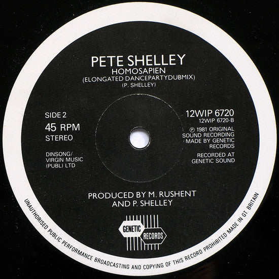 Pete Shelley : Homosapien (12", Single)
