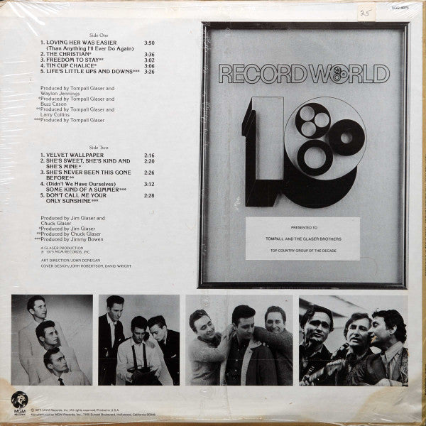 Tompall Glaser & The Glaser Brothers : Vocal Group Of The Decade (LP, Comp, Wad)