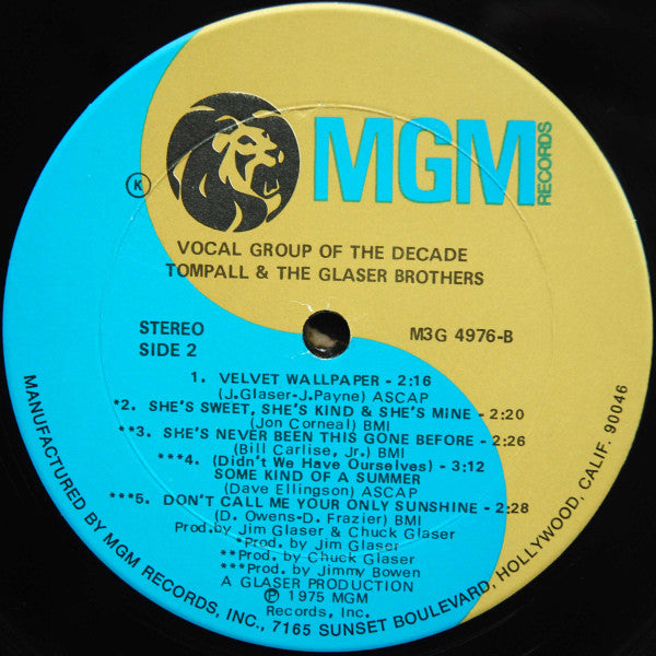 Tompall Glaser & The Glaser Brothers : Vocal Group Of The Decade (LP, Comp, Wad)