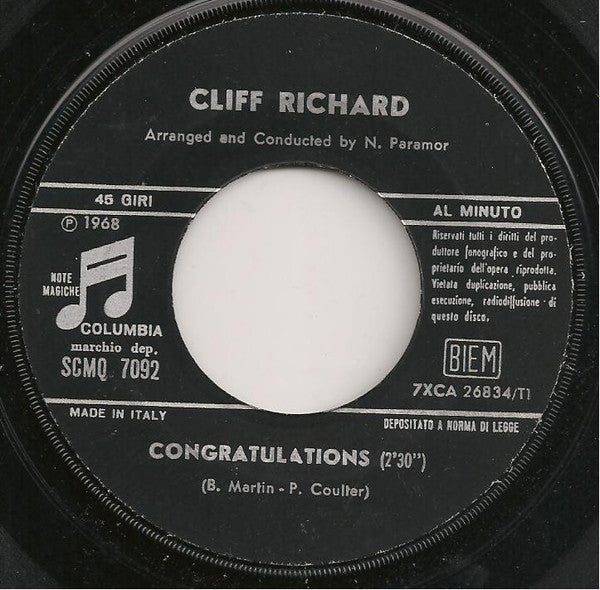 Cliff Richard : Congratulations  (7")