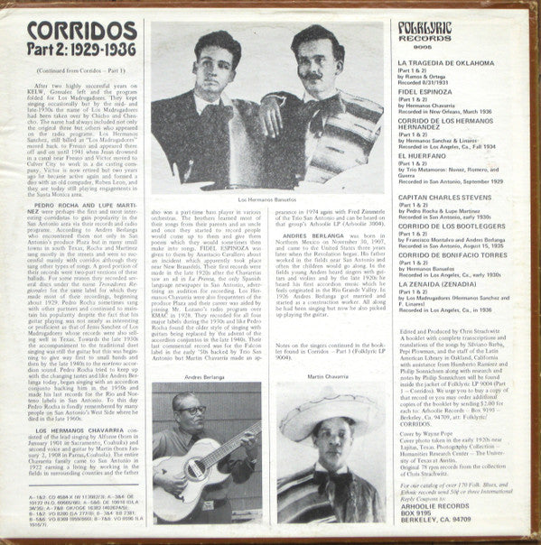 Various : Texas-Mexican Border Music Vol. 3 - Corridos Part 2: 1929-1936 (LP, Comp)
