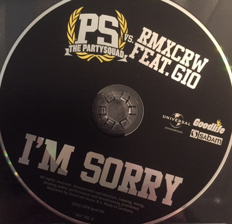 The Partysquad Vs. Rmxcrw Feat. Gio (3) : I'm Sorry (CD, Maxi)