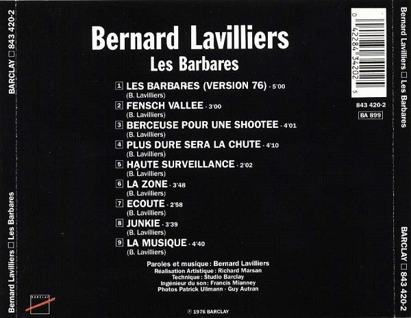 Bernard Lavilliers : Les Barbares (CD, Album)
