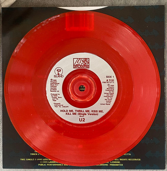 U2 : Hold Me, Thrill Me, Kiss Me, Kill Me (Original Music From The Motion Picture Batman Forever) (7", Single, Ltd, Red)