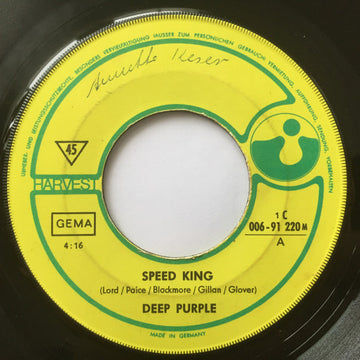 Deep Purple : Speed King (7", Single)