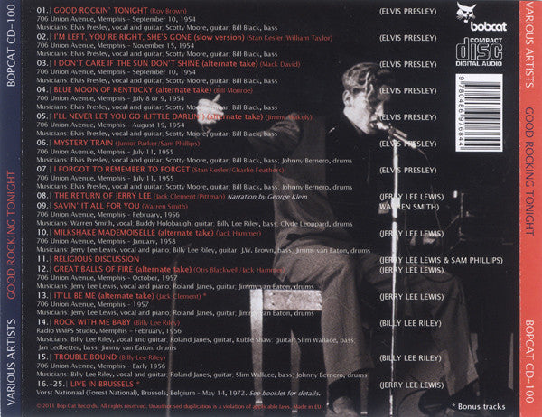 Elvis Presley, Jerry Lee Lewis, Billy Lee Riley, Pee Wee Trahan : Good Rocking Tonight (Alternative & Unissued Versions) (CD, RE, RM, Unofficial)
