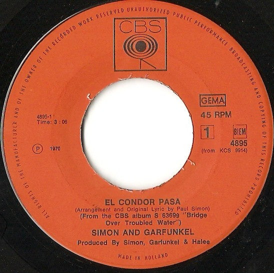 Simon & Garfunkel : El Condor Pasa (7", Single)