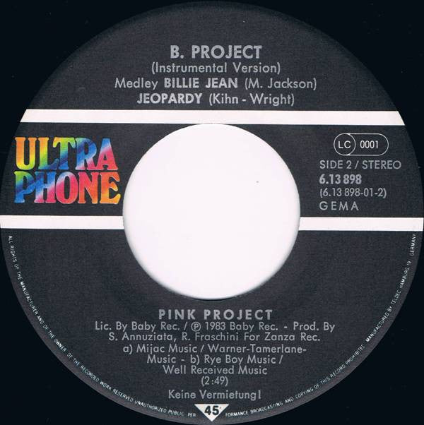 Pink Project : B. Project (7", Single)