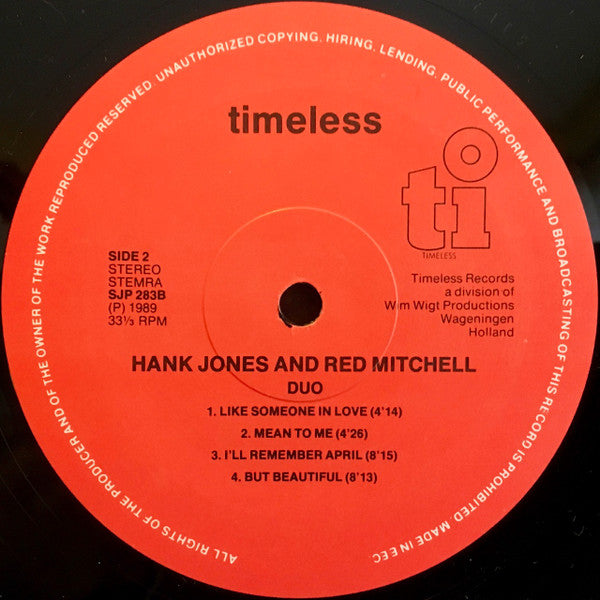 Hank Jones, Red Mitchel* : Duo (LP, Album)