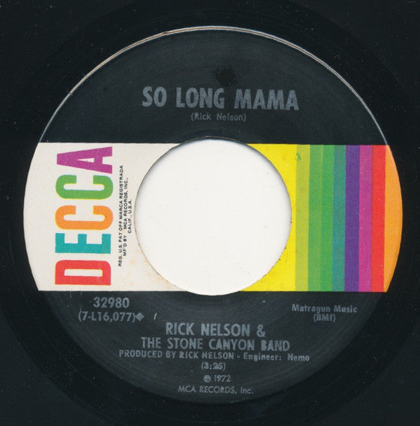 Rick Nelson & The Stone Canyon Band : Garden Party (7", Single, Pin)