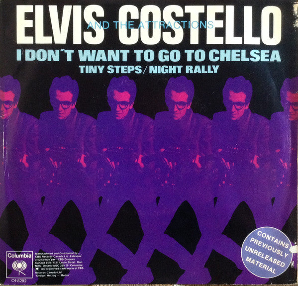 Elvis Costello And The Attractions* : I Don't Want To Go To Chelsea / Tiny Steps / Night Rally (7", Single, Yel)