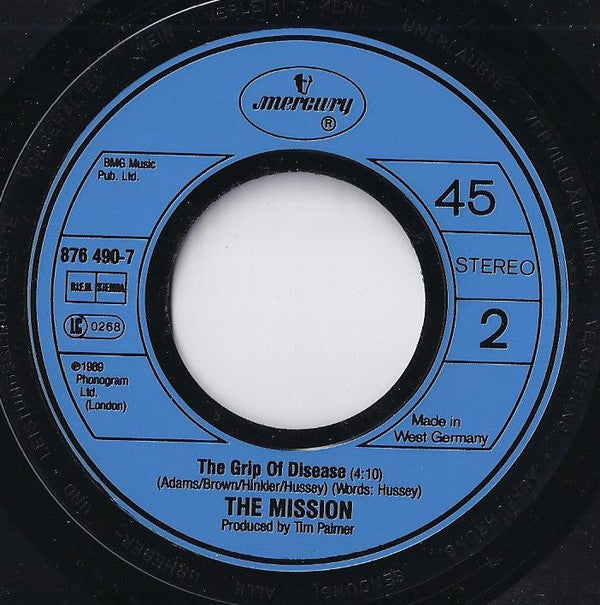The Mission : Butterfly On A Wheel (7", Single, Blu)