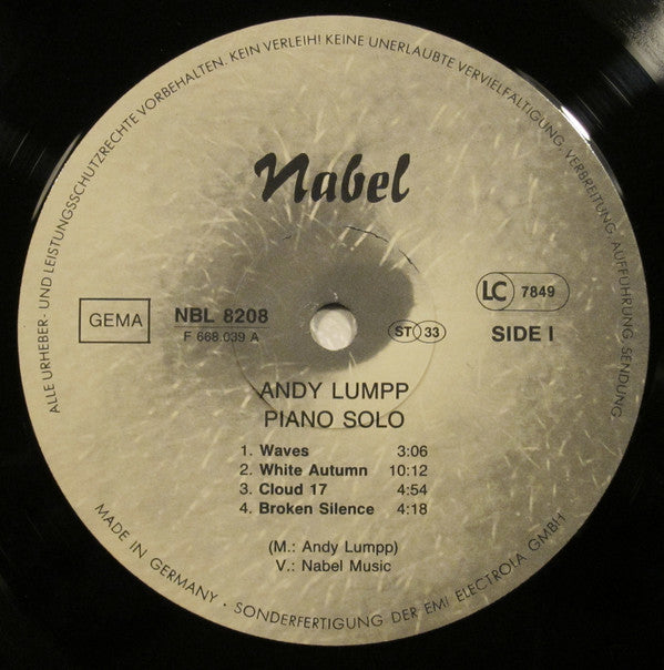 Andy Lumpp : Piano Solo (LP, Album)