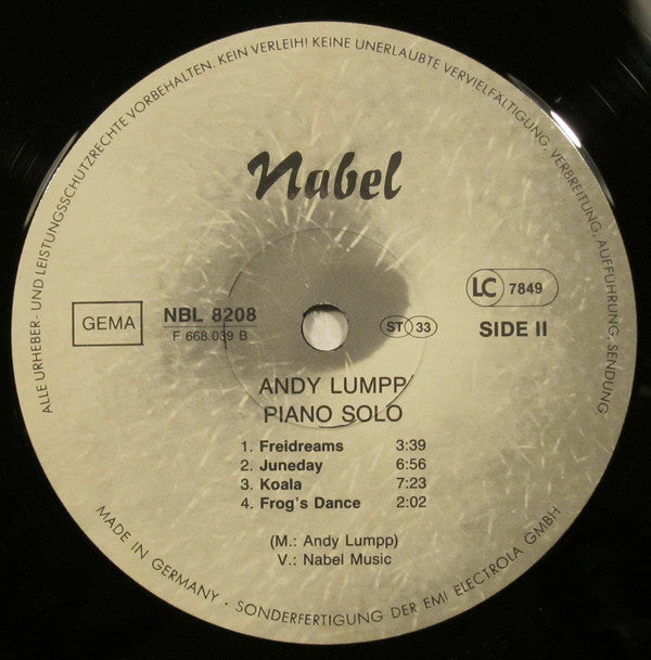 Andy Lumpp : Piano Solo (LP, Album)