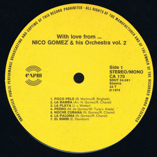 Nico Gomez And His Orchestra : With Love From... Nico Gomez & His Orchestra Vol. 2 (LP)