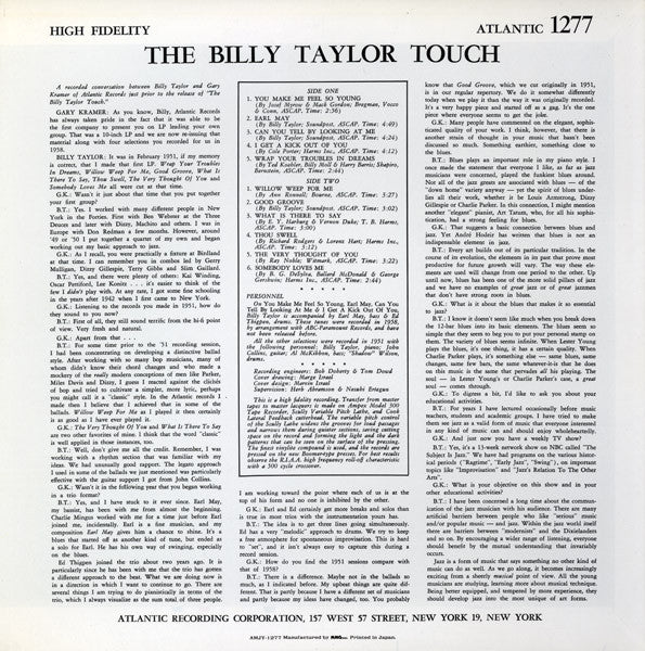 Billy Taylor : The Billy Taylor Touch (LP, Mono, RE)