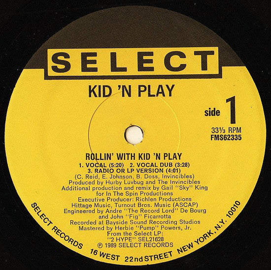 Kid 'N Play* : Rollin' With Kid 'N Play (12", Single)