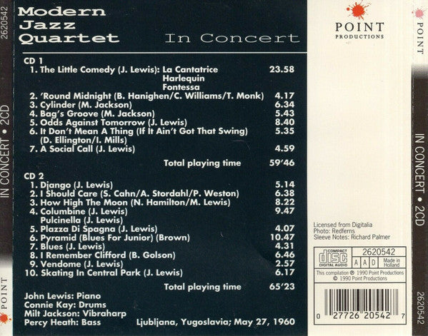 The Modern Jazz Quartet : In Concert (2xCD, Album)