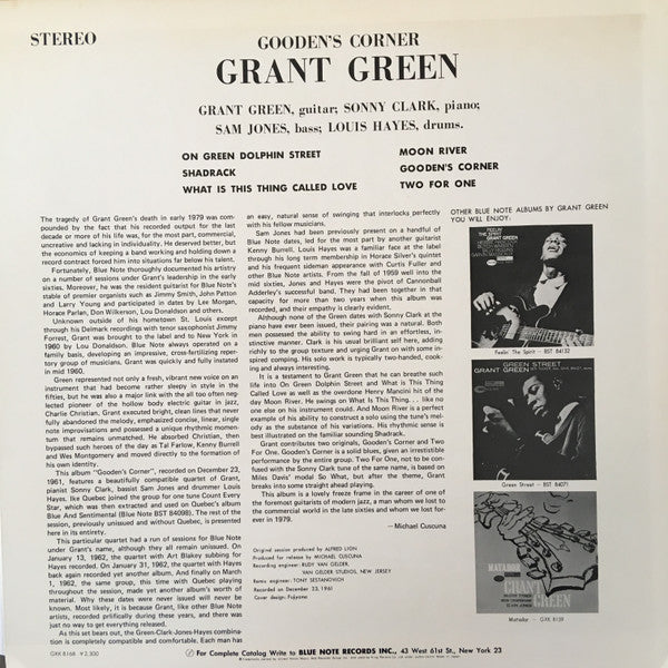 Grant Green : Gooden's Corner (LP, Album, RE)