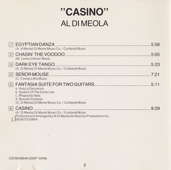Al Di Meola : Casino (CD, Album, RE)