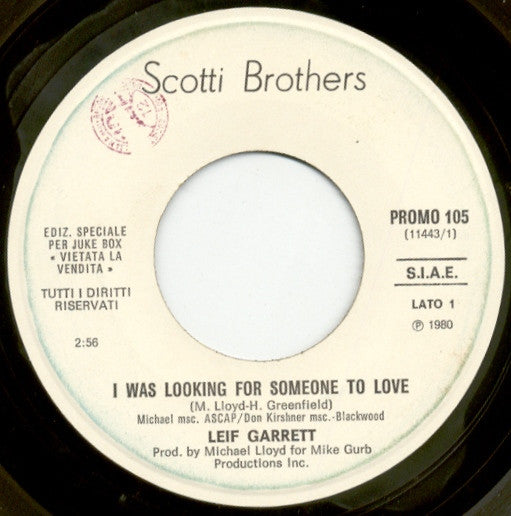 Leif Garrett / Gary Numan : I Was Looking For Someone To Love / Cars (7", Jukebox)