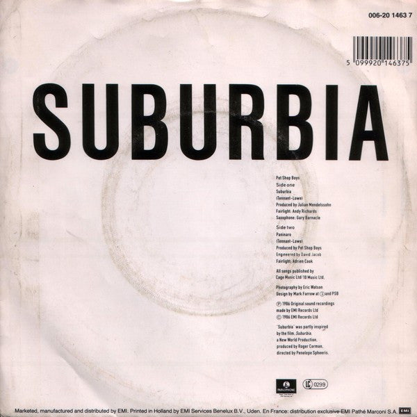 Pet Shop Boys : Suburbia (7", Single)
