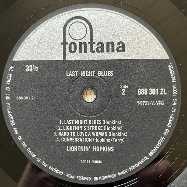Lightnin' Hopkins & Sonny Terry : Last Night Blues (LP, Mono)