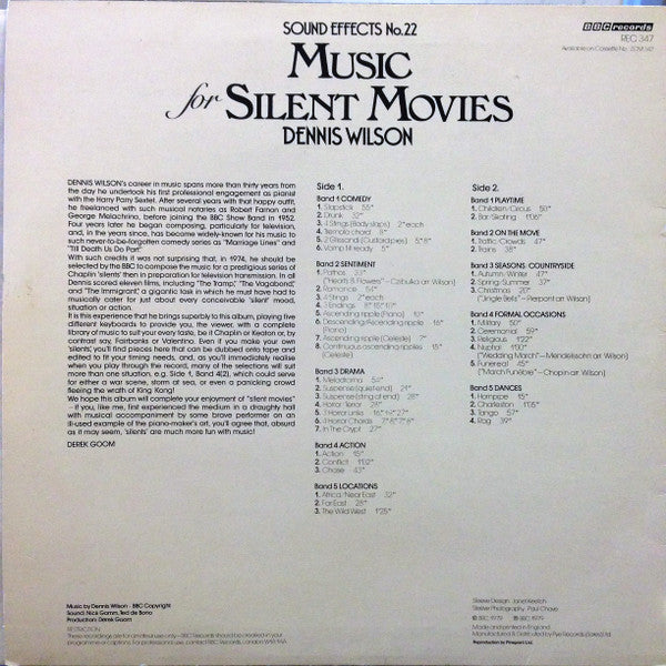 Dennis Wilson (12) : Sound Effects No.22 - Music For Silent Movies (LP, Album)