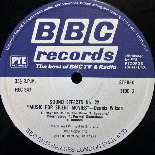 Dennis Wilson (12) : Sound Effects No.22 - Music For Silent Movies (LP, Album)