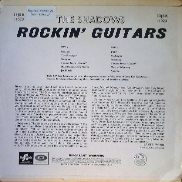 The Shadows : Rockin' Guitars (LP, Comp, RE)