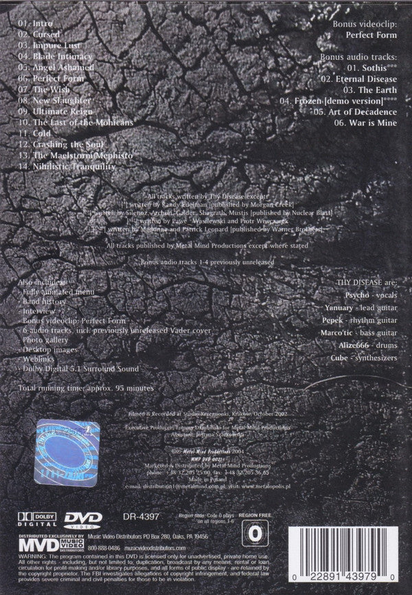 Thy Disease : Extreme Obsession Live  (DVD, Comp)