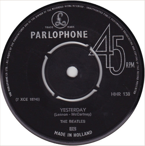 The Beatles : Dizzy Miss Lizzy / Yesterday (7", Single)