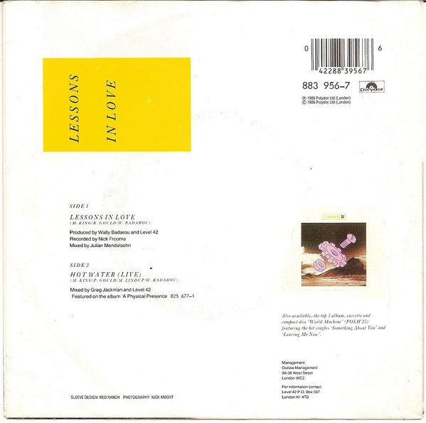 Level 42 : Lessons In Love (7", EP)