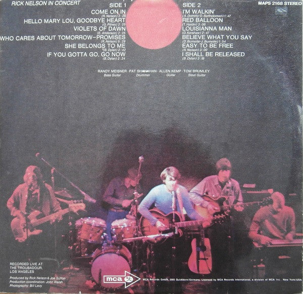 Ricky Nelson (2) : Rick Nelson In Concert (LP, Album)