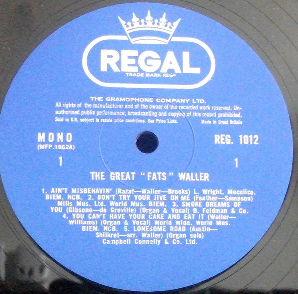 Fats Waller : The Great "Fats" Waller (LP, Comp, Mono)