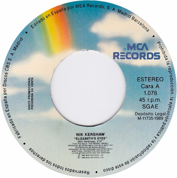 Nik Kershaw : Elizabeth's Eyes (7", Single, Promo)